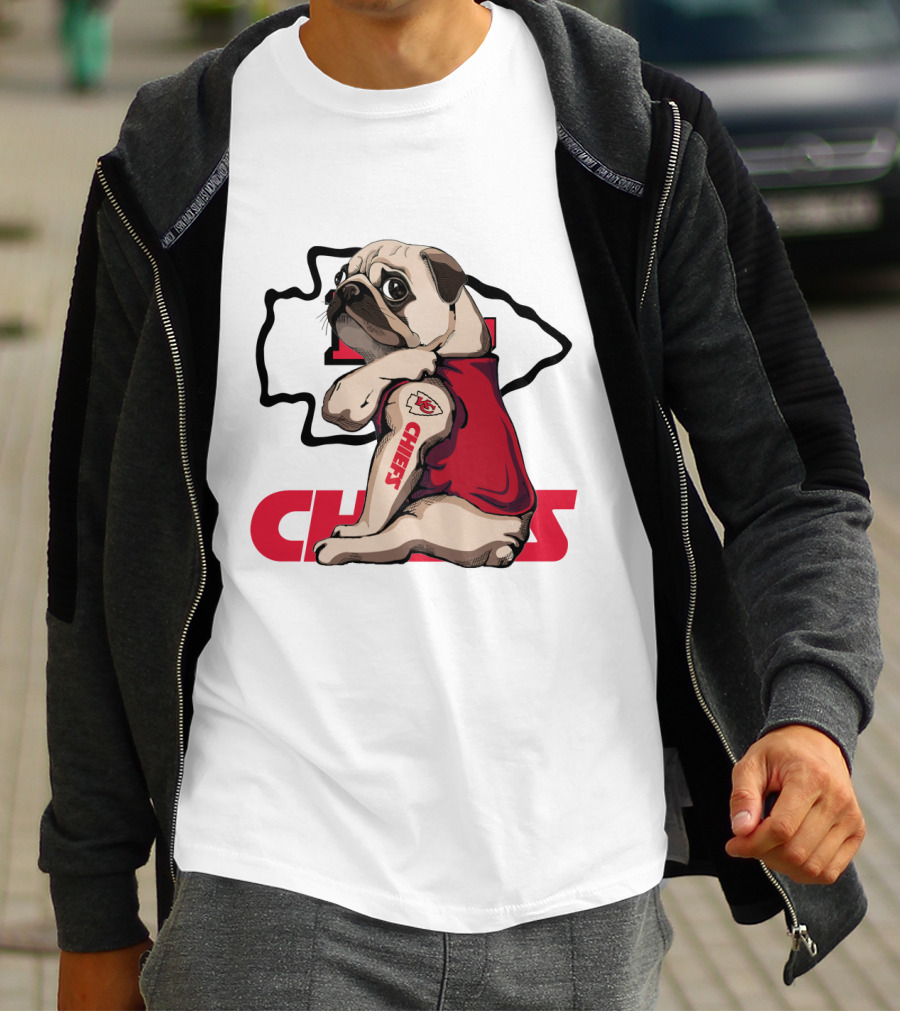 Kansas City Chiefs Pug Tattoo Fan Nfl Football T-Shirt
