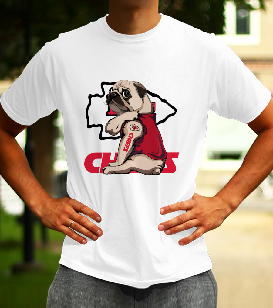 Kansas City Chiefs Pug Tattoo Fan Nfl Football T-Shirt