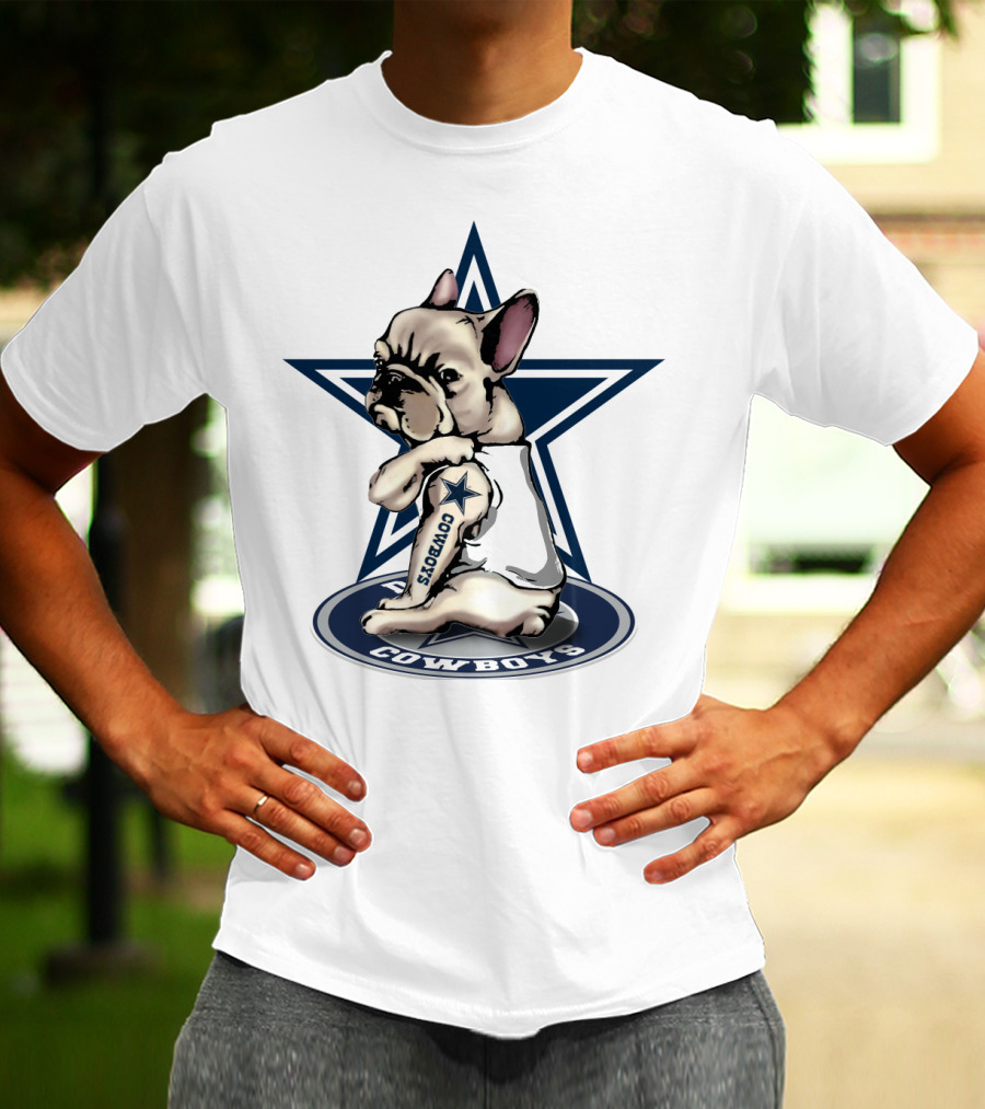 Cowboys French Bulldog Star Logo Tattoo T-Shirt