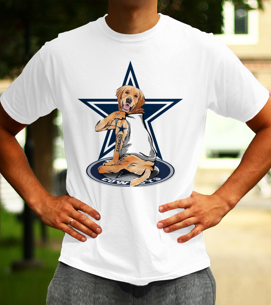 Cowboys Golden Retriever Tattoo Star T-Shirt