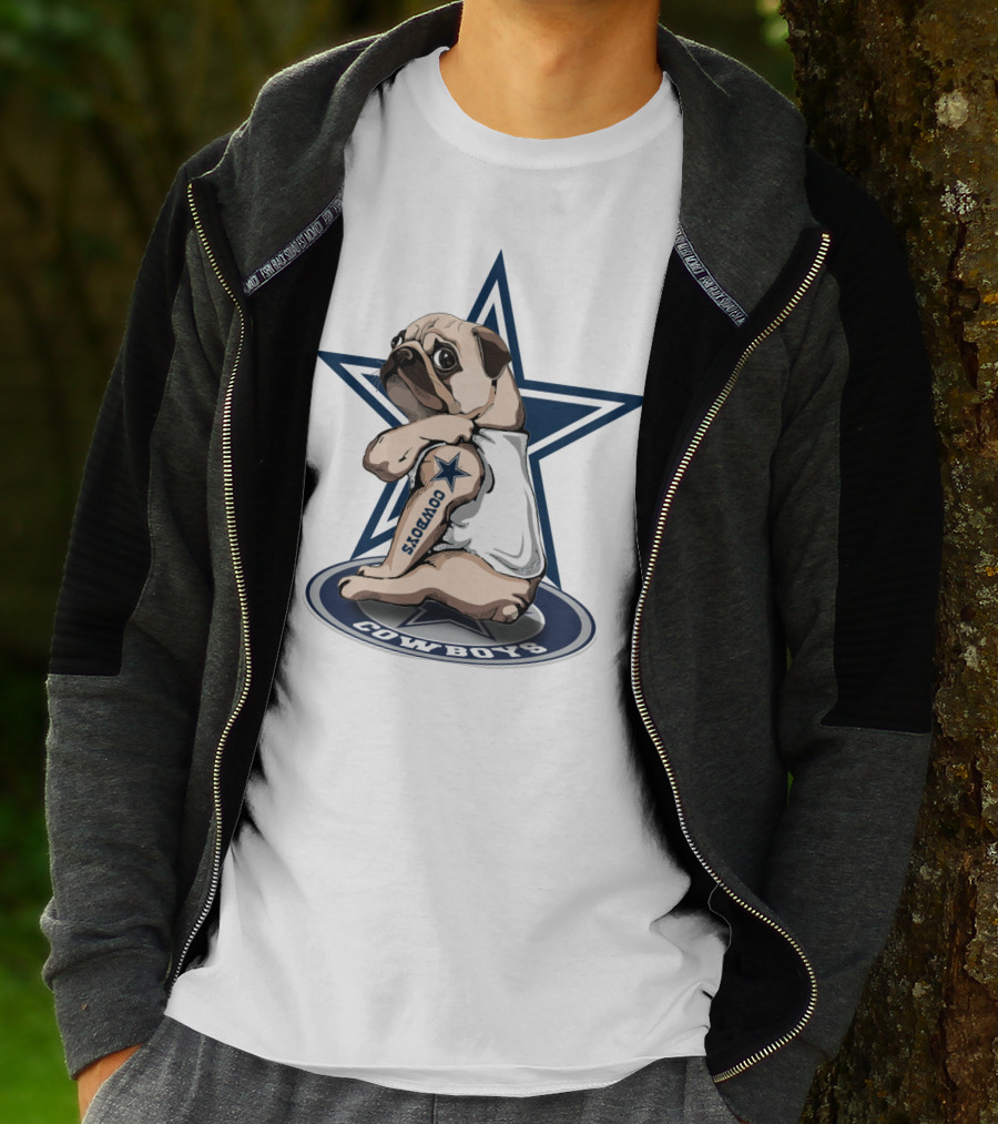 Cowboys Pug Star Logo Tattoo T-Shirt