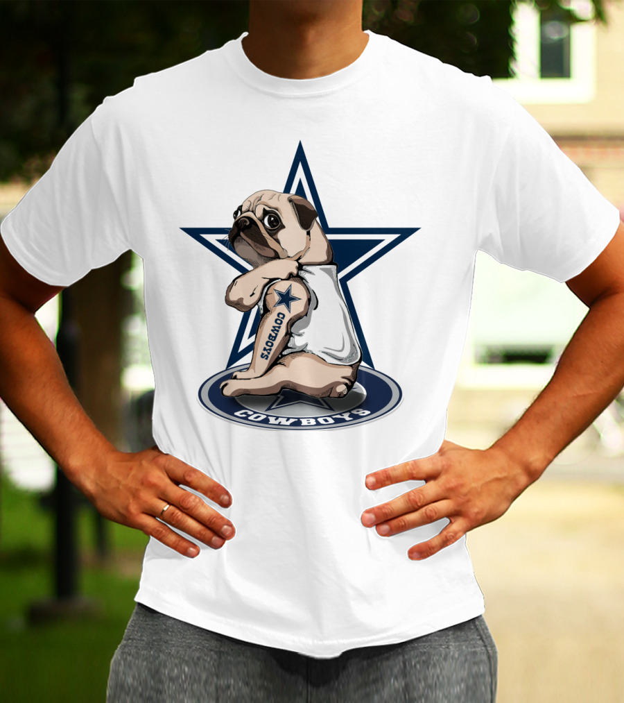 Cowboys Pug Star Logo Tattoo T-Shirt