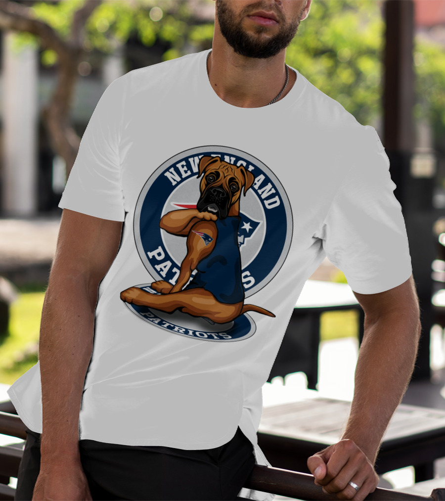 New England Patriots Boxer Dog T-Shirt