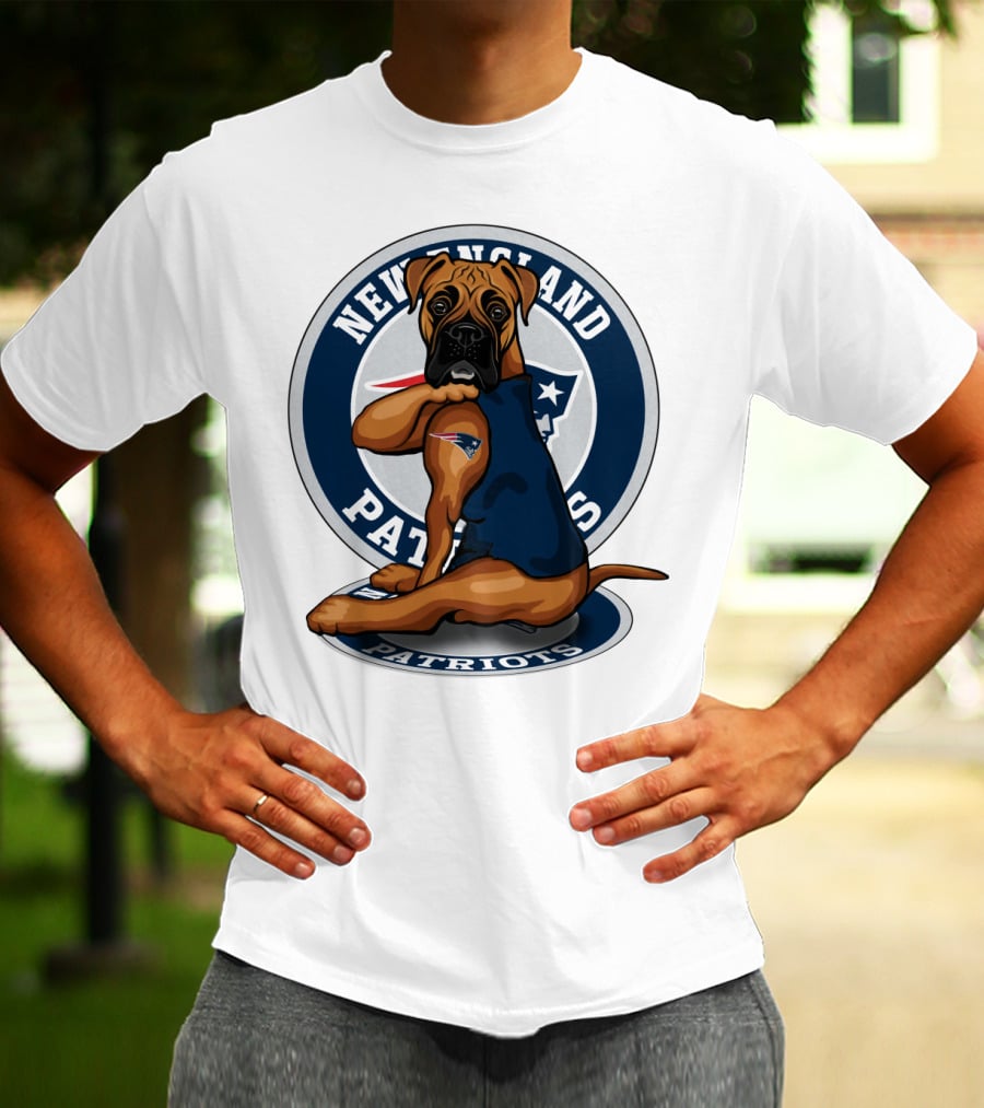 New England Patriots Boxer Dog T-Shirt