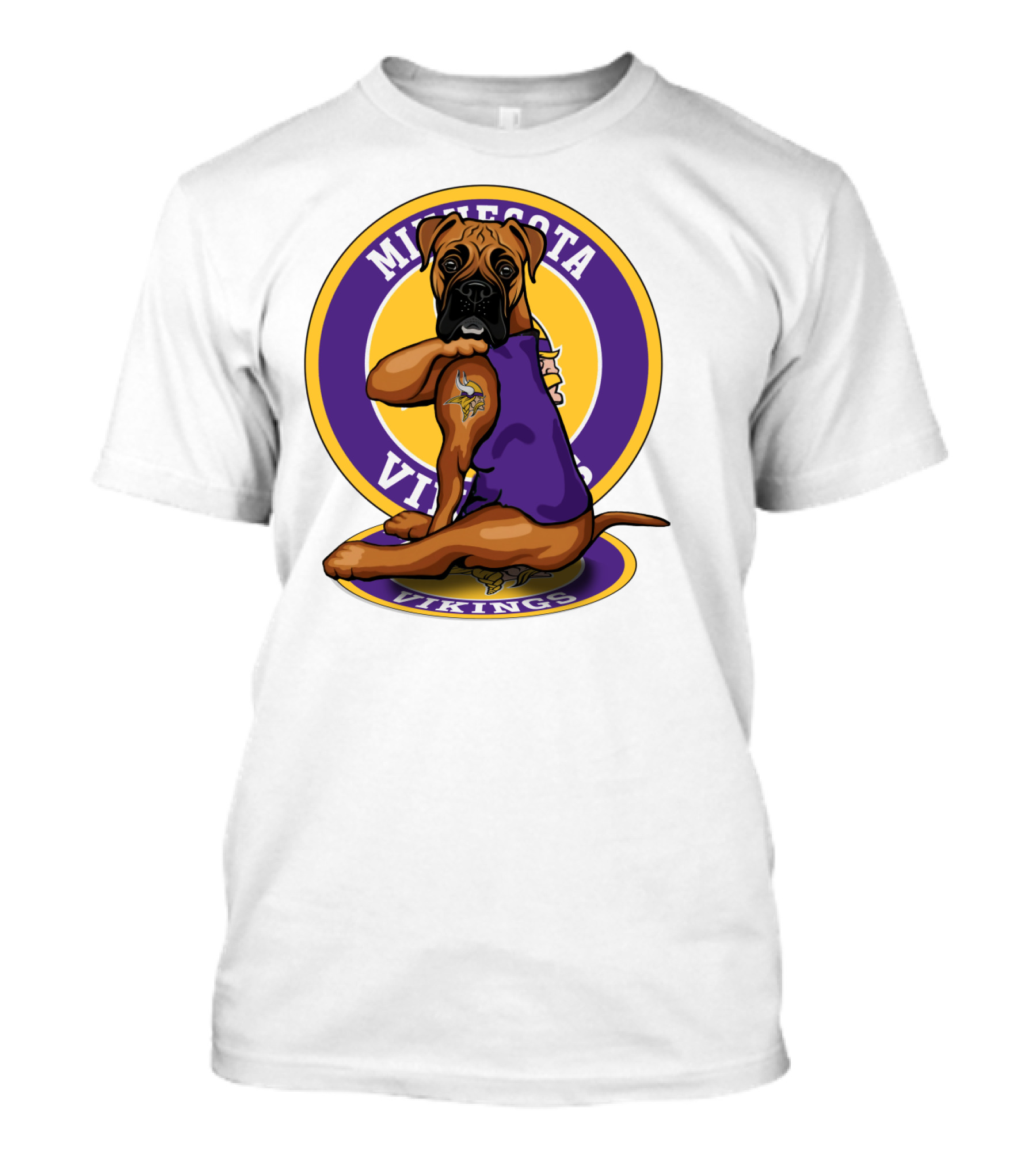 Minnesota Vikings Boxer Dog Tattoo T-Shirt
