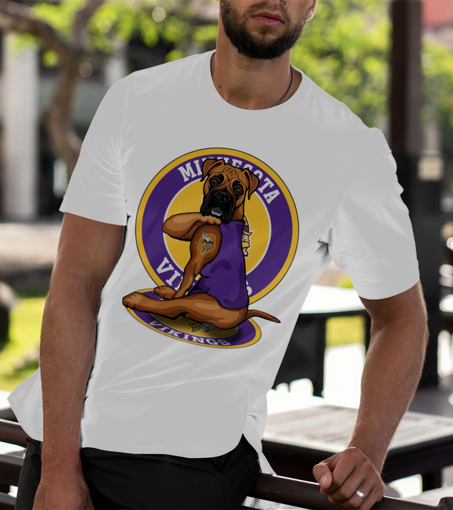 Minnesota Vikings Boxer Dog Tattoo T-Shirt