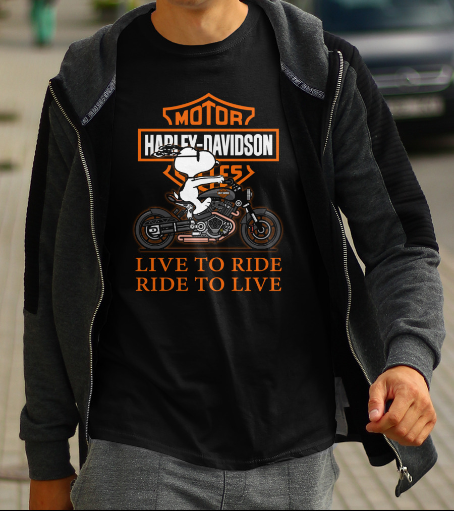 Harley Davidson Motor Cycles Snoopy Live To Ride Ride To Live T-Shirt