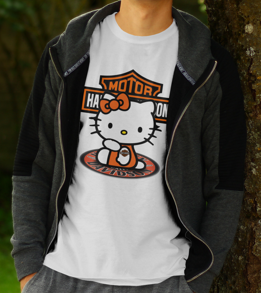 Harley Davidson Hello Kitty Motorcycles Logo Collaboration T-Shirt