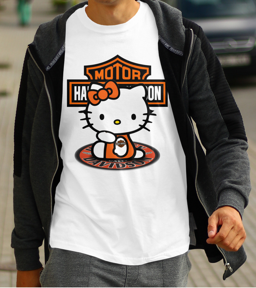 Harley Davidson Hello Kitty Motorcycles Logo Collaboration T-Shirt