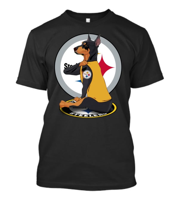 Steelers Dobermann Yellow Jersey With Steelmark Logo On Sports T-Shirt