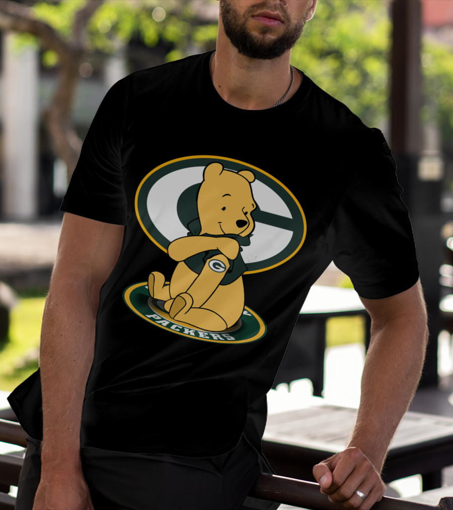 Pooh Green Bay Packers Crossover Football Bear T-Shirt