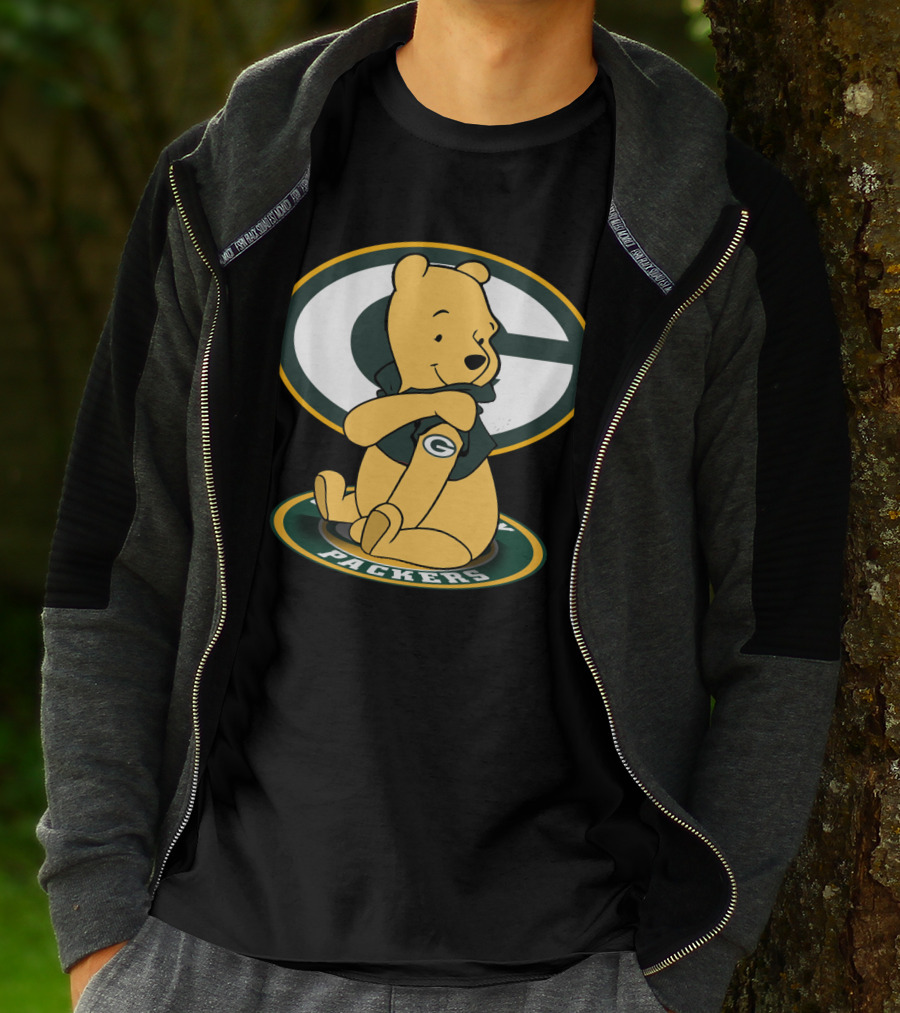 Pooh Green Bay Packers Crossover Football Bear T-Shirt