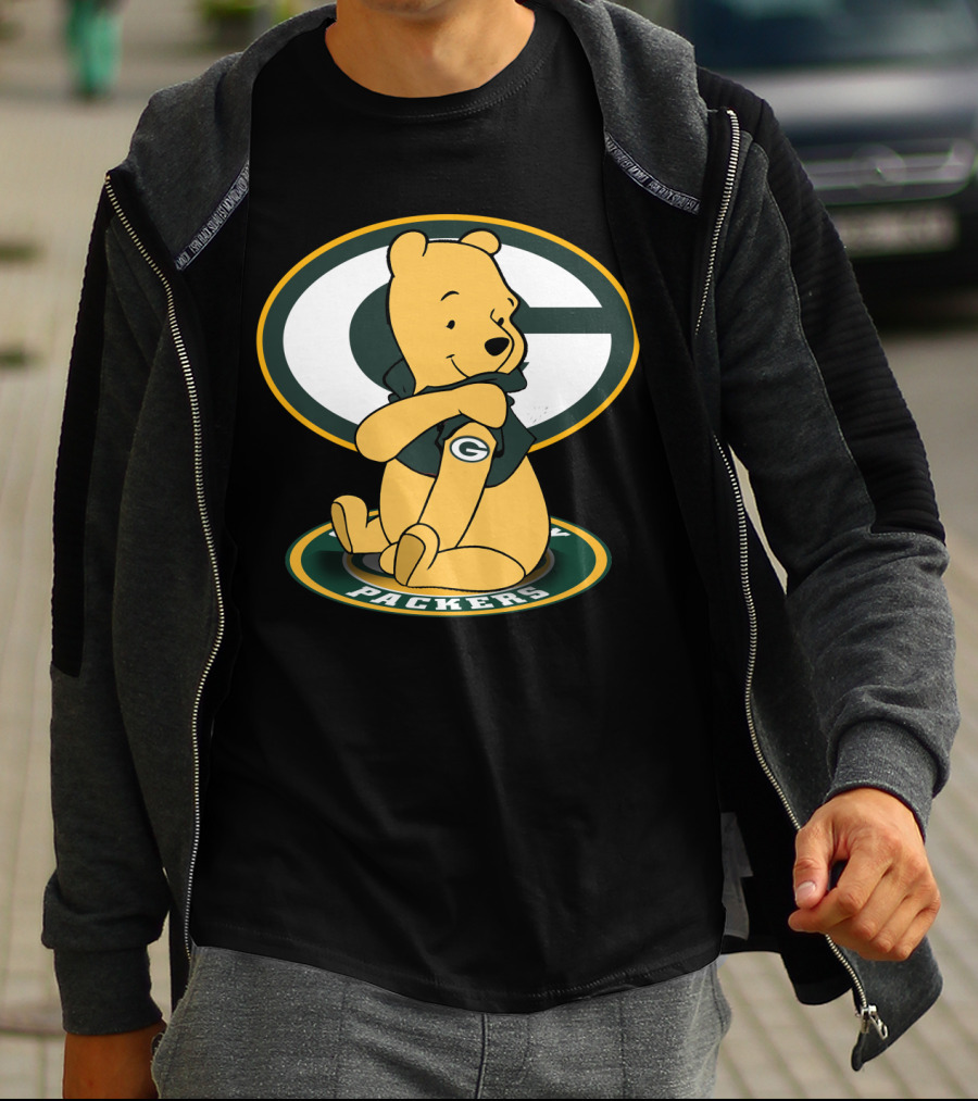 Pooh Green Bay Packers Crossover Football Bear T-Shirt