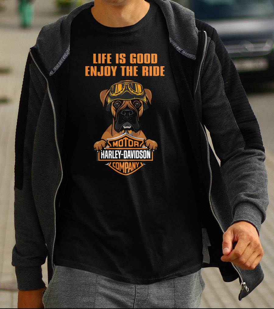 Life Is Good Enjoy The Ride Harley Davidson Motor Company Boxer T-Shirt