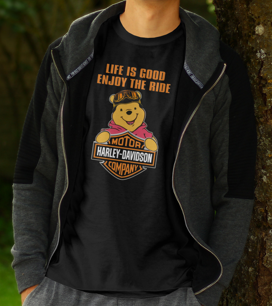 Life Is Good Enjoy The Ride Harley Davidson Pooh T-Shirt
