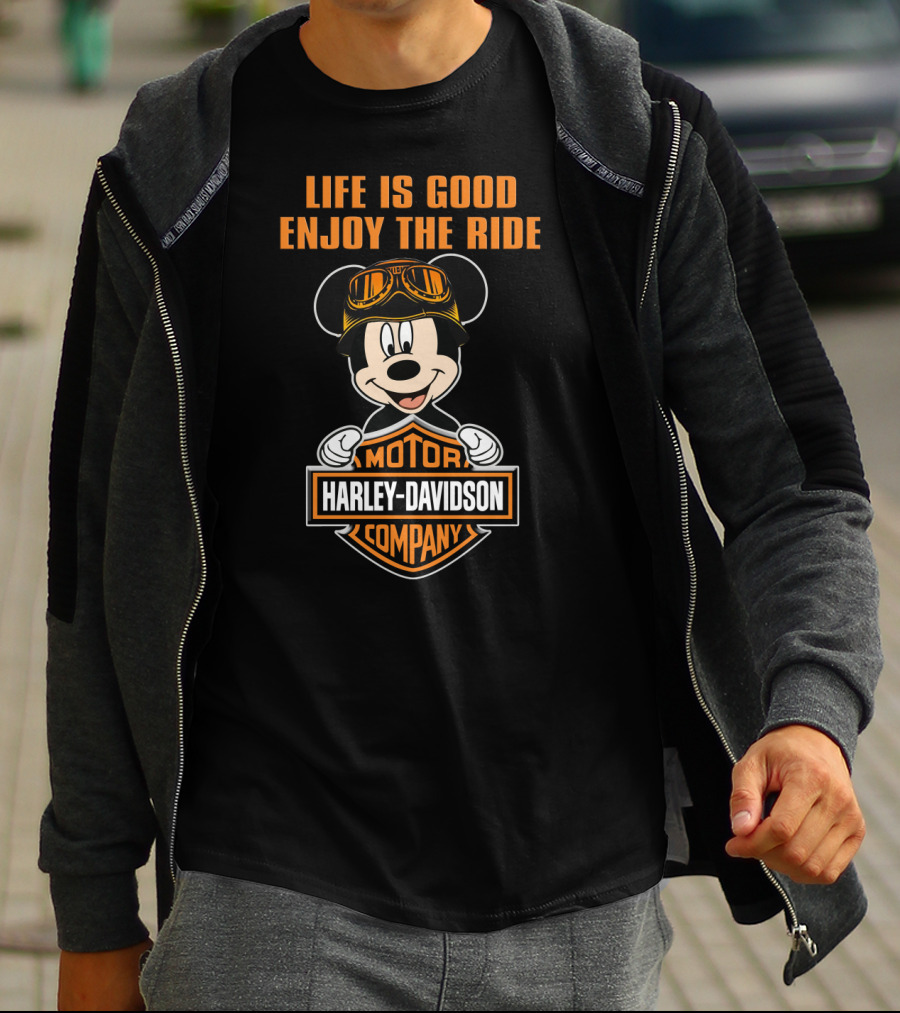 Life Is Good Enjoy The Ride Harley Davidson Mickey Mouse Motor Company T-Shirt