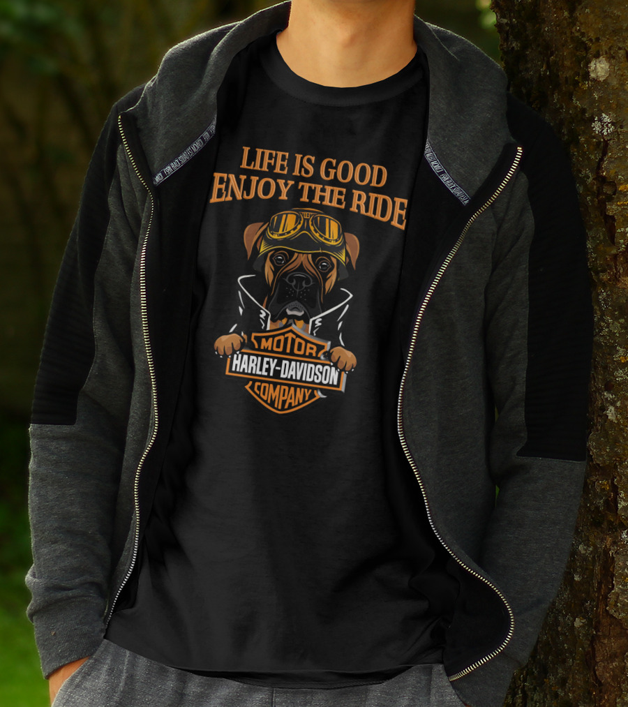 Life Is Good Enjoy The Ride Harley Davidson Boxer Motor Company T-Shirt