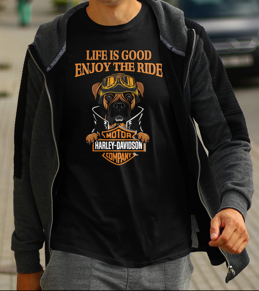 Life Is Good Enjoy The Ride Harley Davidson Boxer Motor Company T-Shirt