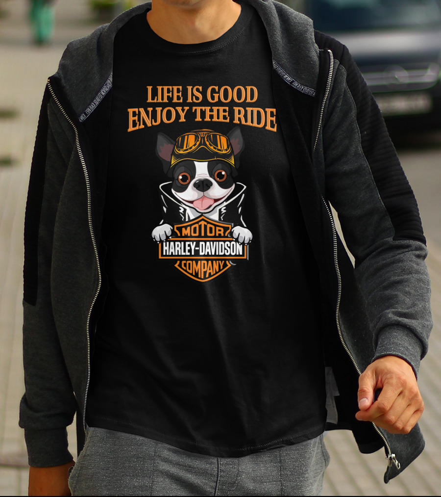 Life Is Good Enjoy The Ride Motor Harley Davidson Company Boston T-Shirt
