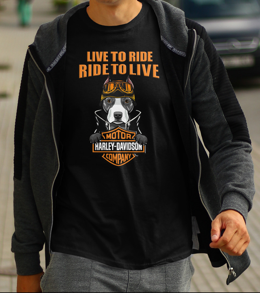 Live To Ride Ride To Live Harley Davidson Motor Company Pitbull T-Shirt