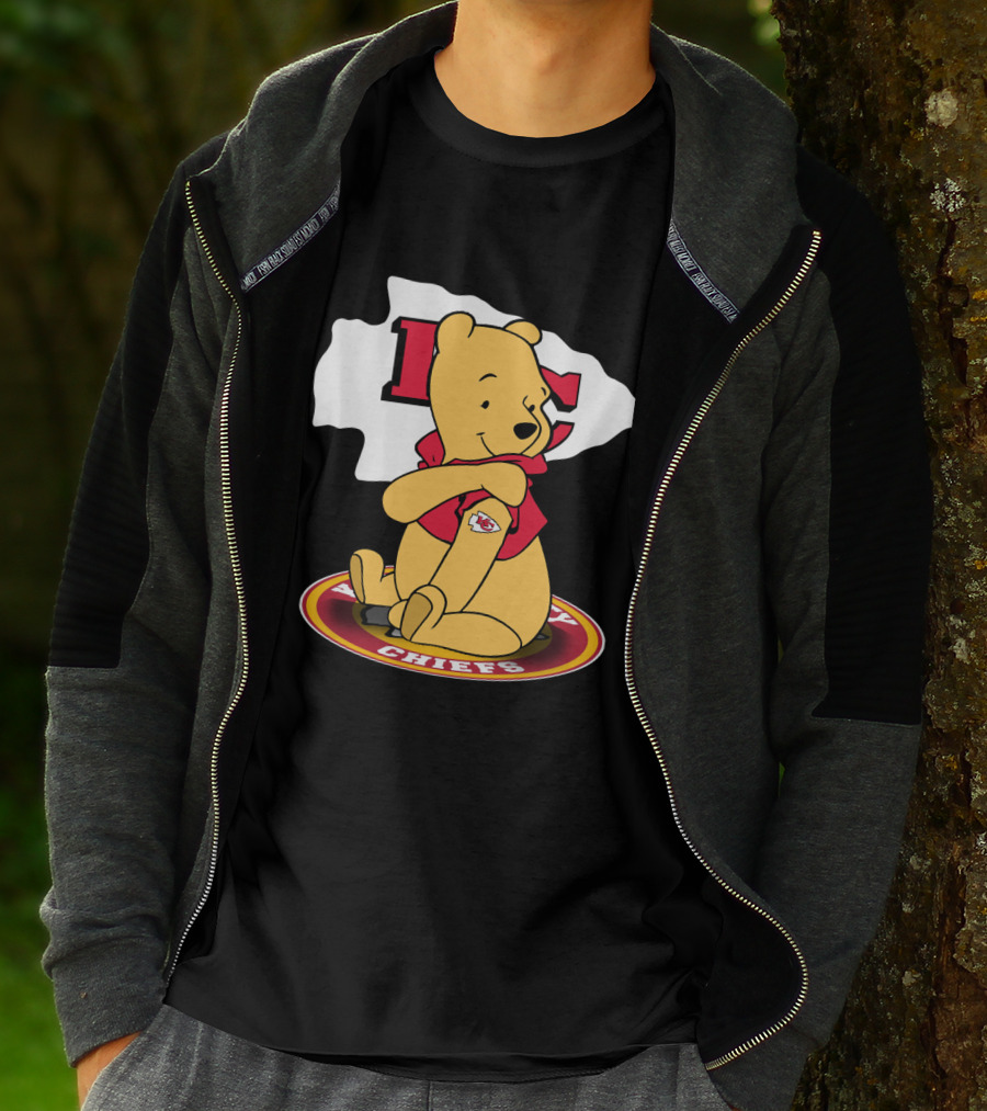 Pooh Character Chiefs KC Arrowhead Logo Circle T-Shirt