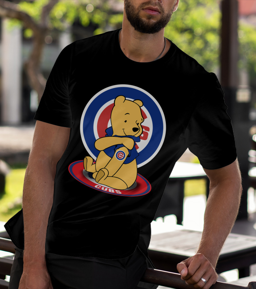 Winnie The Pooh Cubs Logo Baseball Fan Crossover T-Shirt