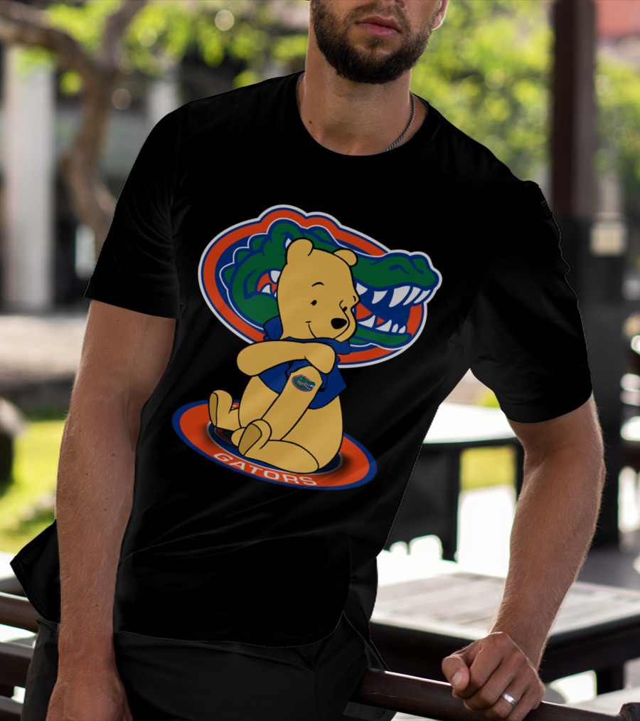 Pooh Wearing Florida Gators Blue Shirt With Gators Logo And Florida Gators Mascot T-Shirt