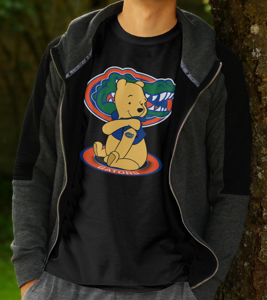 Pooh Wearing Florida Gators Blue Shirt With Gators Logo And Florida Gators Mascot T-Shirt