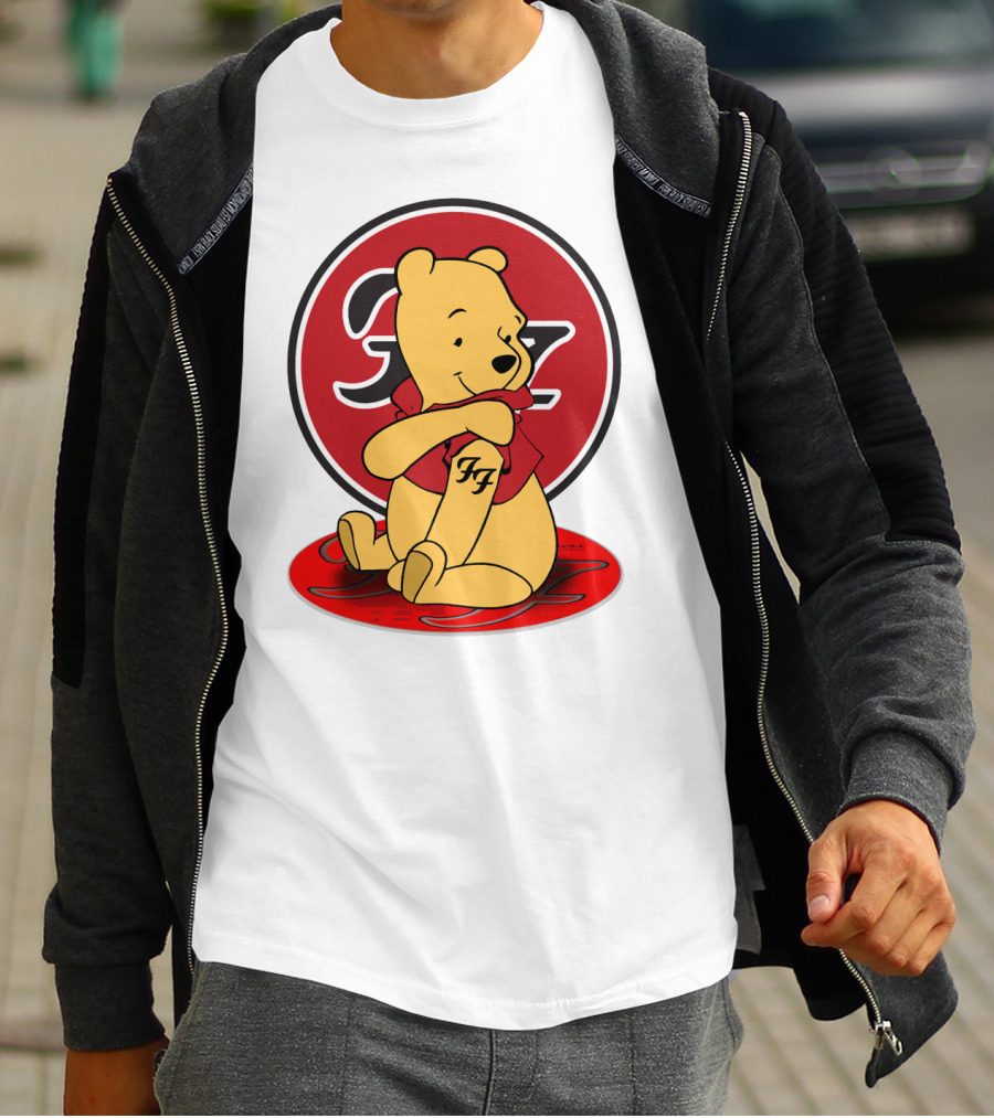 Pooh Bear Foo Fighters Logo Crossover T-Shirt
