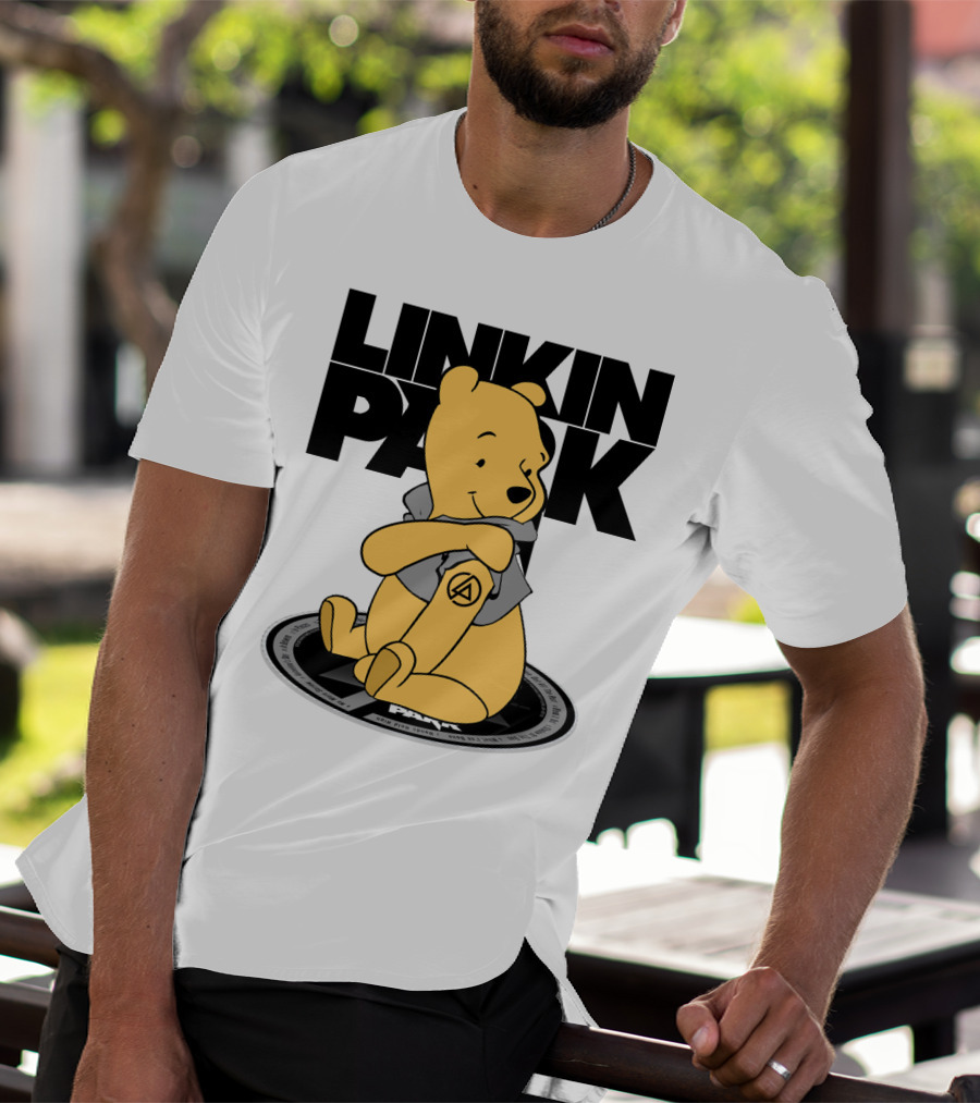 Linkin Park Pooh Bear Cuddling With Iconic T-Shirt