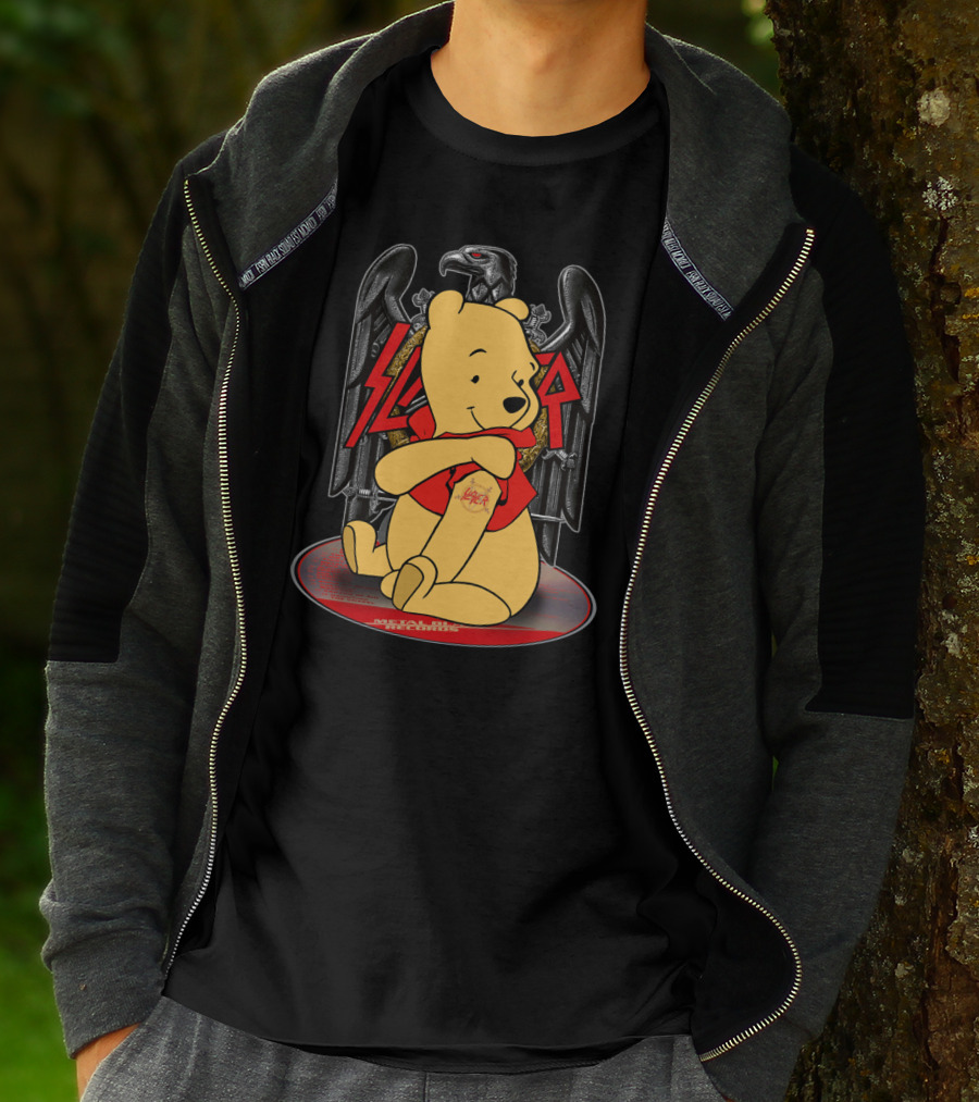 Pooh Slayer Winnie With Metal Eagle Emblem T-Shirt