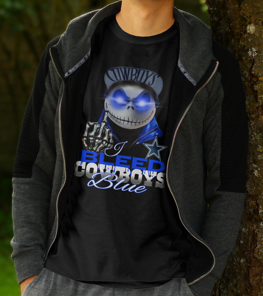 I Bleed Cowboys Blue Jack Skellington T-Shirt