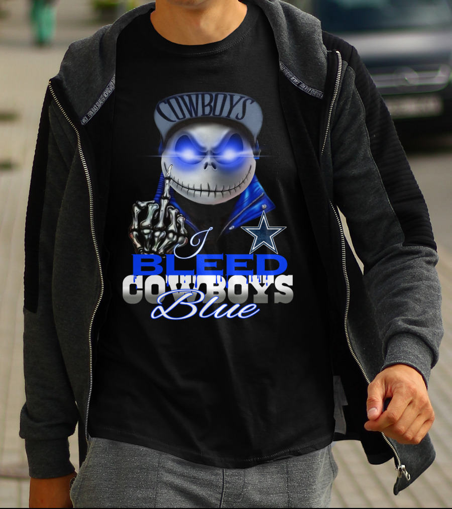 I Bleed Cowboys Blue Jack Skellington T-Shirt