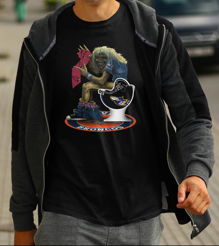 Broncos And Cardinals Crossover With Iconic Metal Mascot T-Shirt