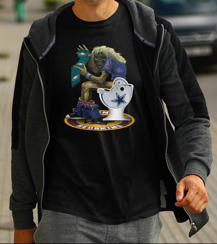 Eddie With Nfl Giants Eagles Cowboys Redskins Logos T-Shirt