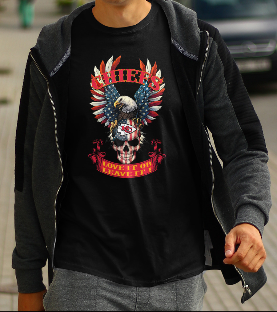Chiefs Love It Or Leave It Skull Eagle Nfl T-Shirt