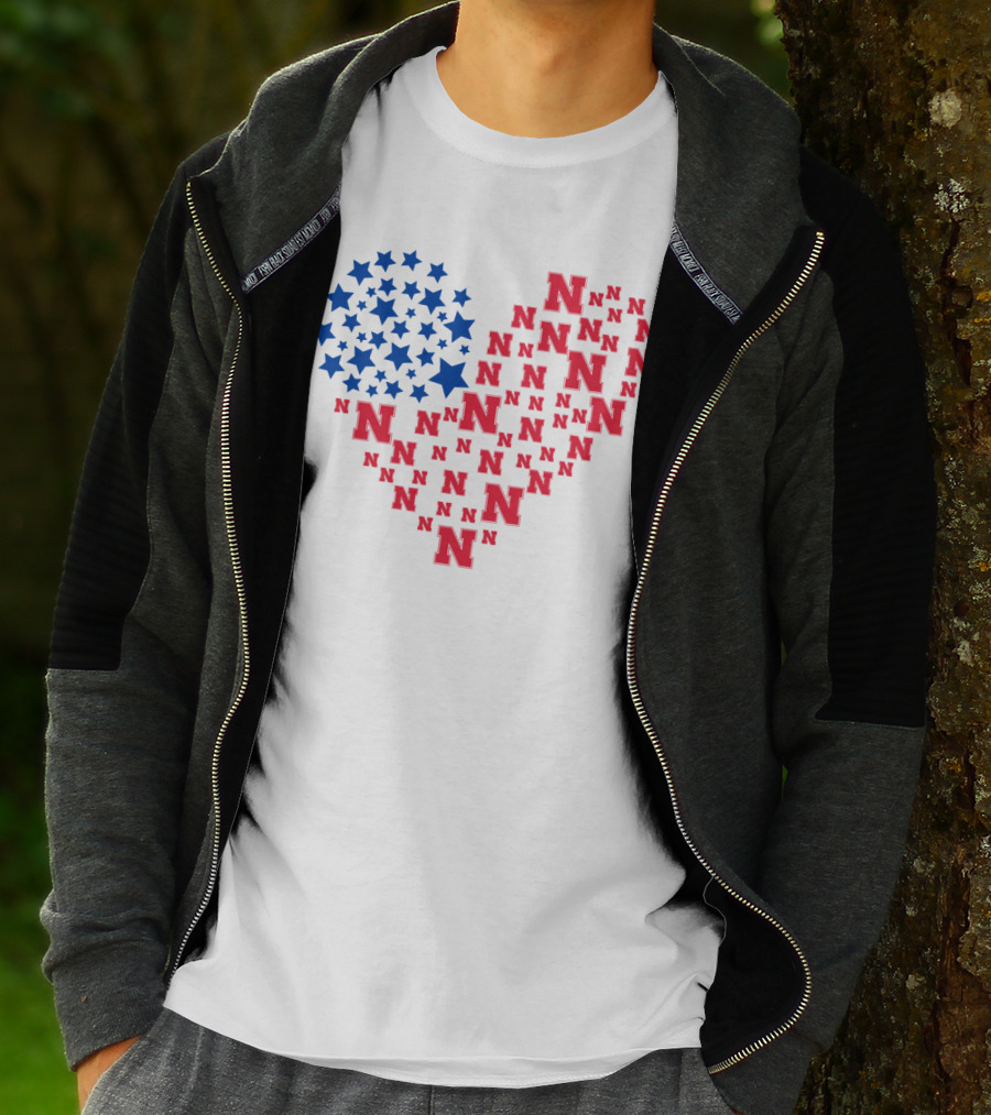 Heartflag Ncaa 19 Nebraska Red N Blue Stars T-Shirt