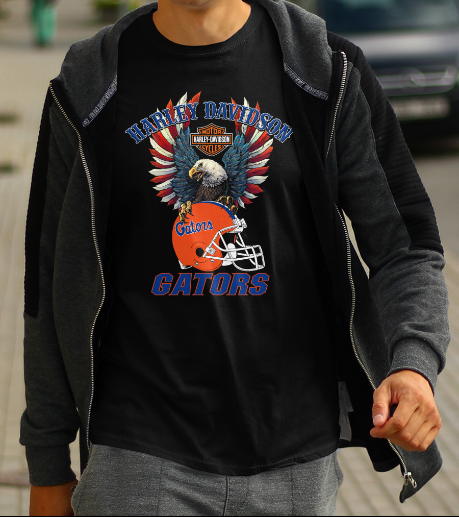 Harley Davidson Motorcycles Gators Ncaa Football T-Shirt