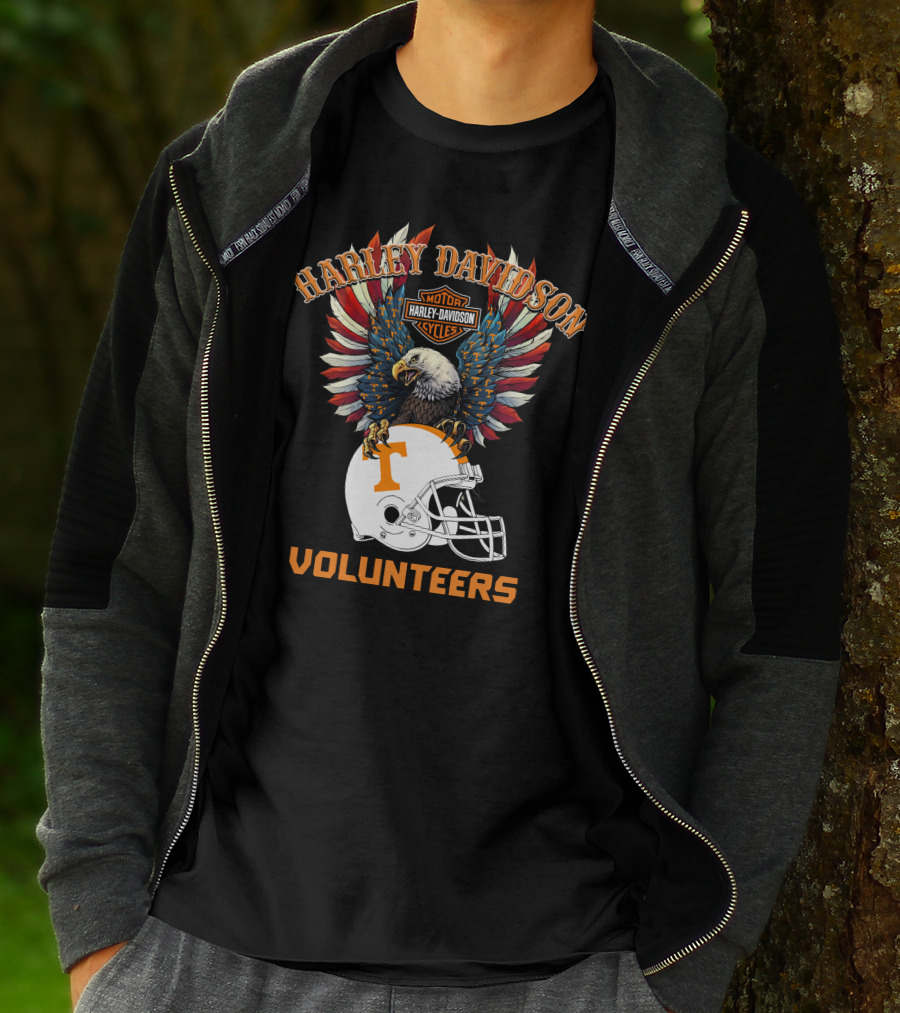 Harley Davidson Motor Cycles Volunteers Bald Eagle Helmet T-Shirt