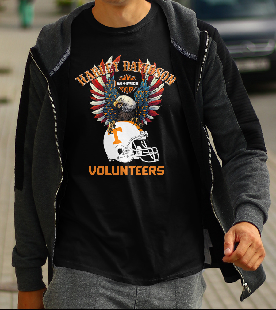 Harley Davidson Motor Cycles Volunteers Bald Eagle Helmet T-Shirt