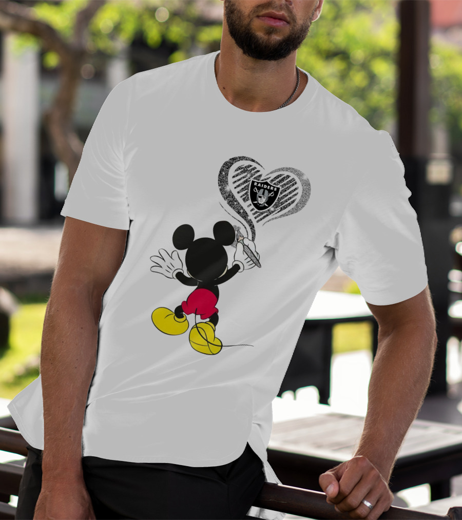 Mickey Drawing Raiders Heart 23-Oakland Raiders T-Shirt