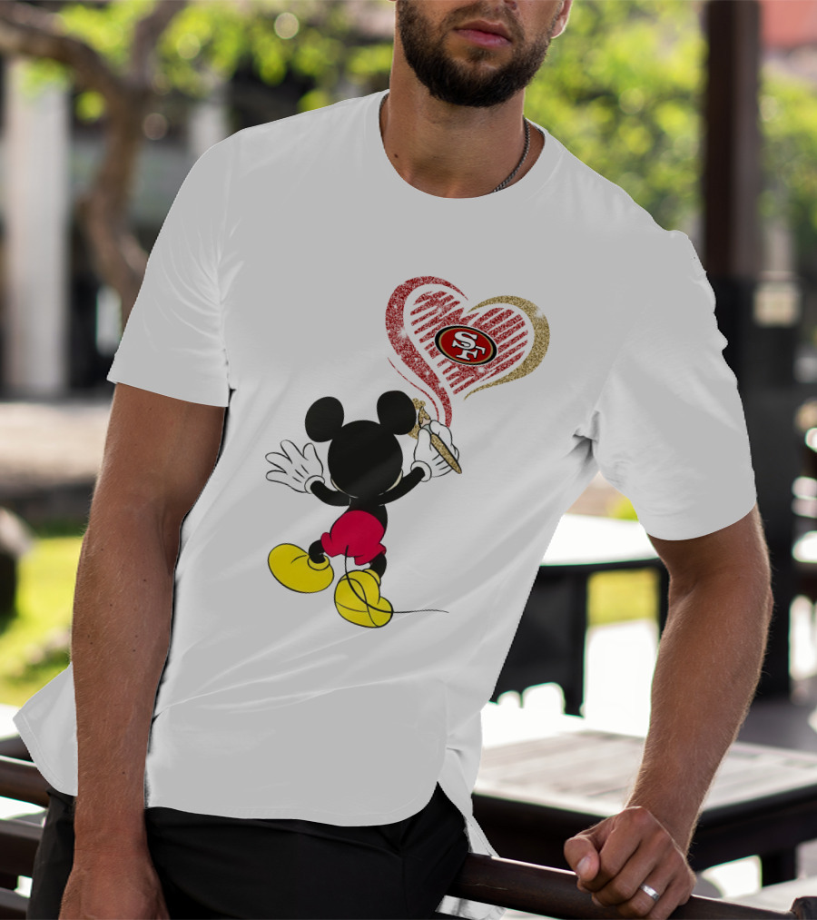 Mickey Mouse Painting San Francisco 49ers Heart T-Shirt