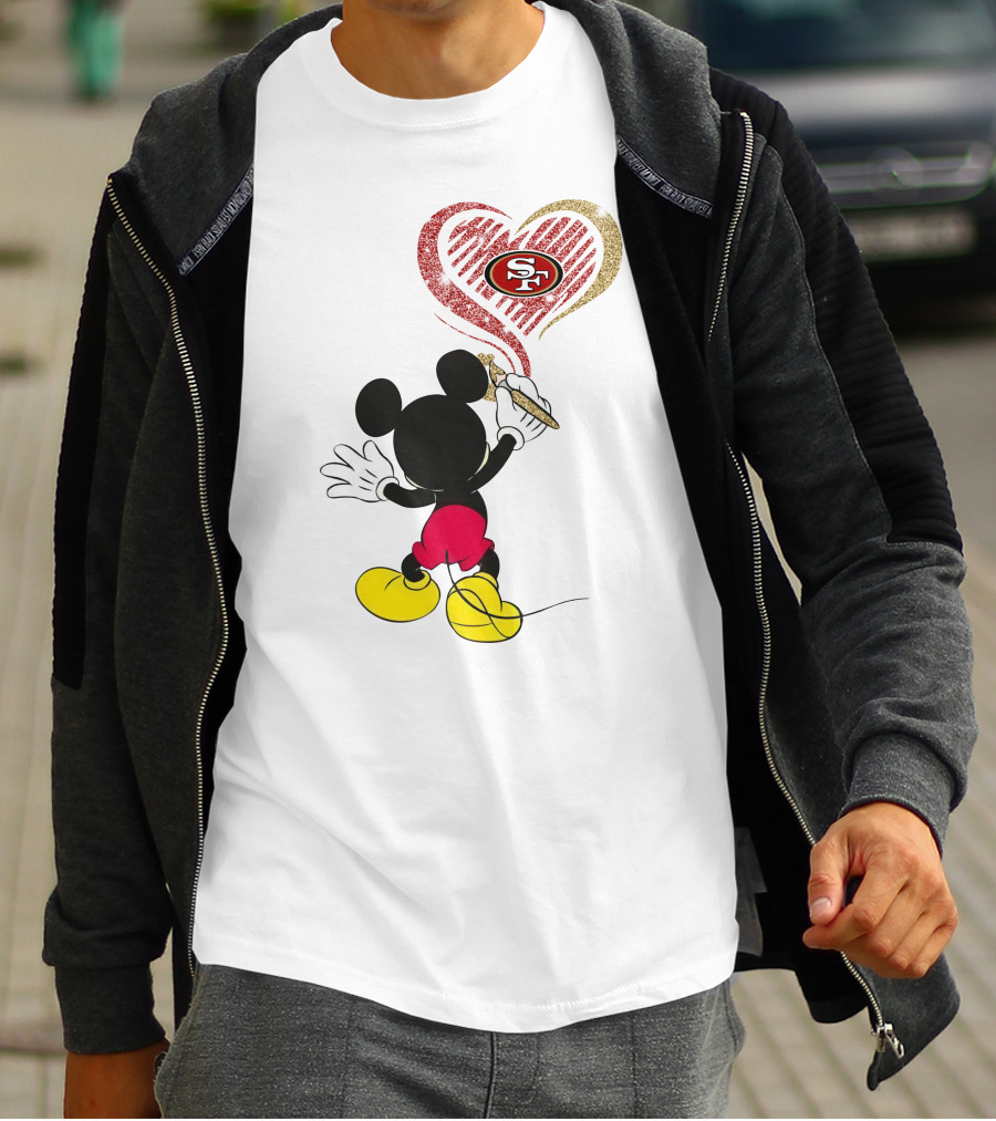 Mickey Mouse Painting San Francisco 49ers Heart T-Shirt