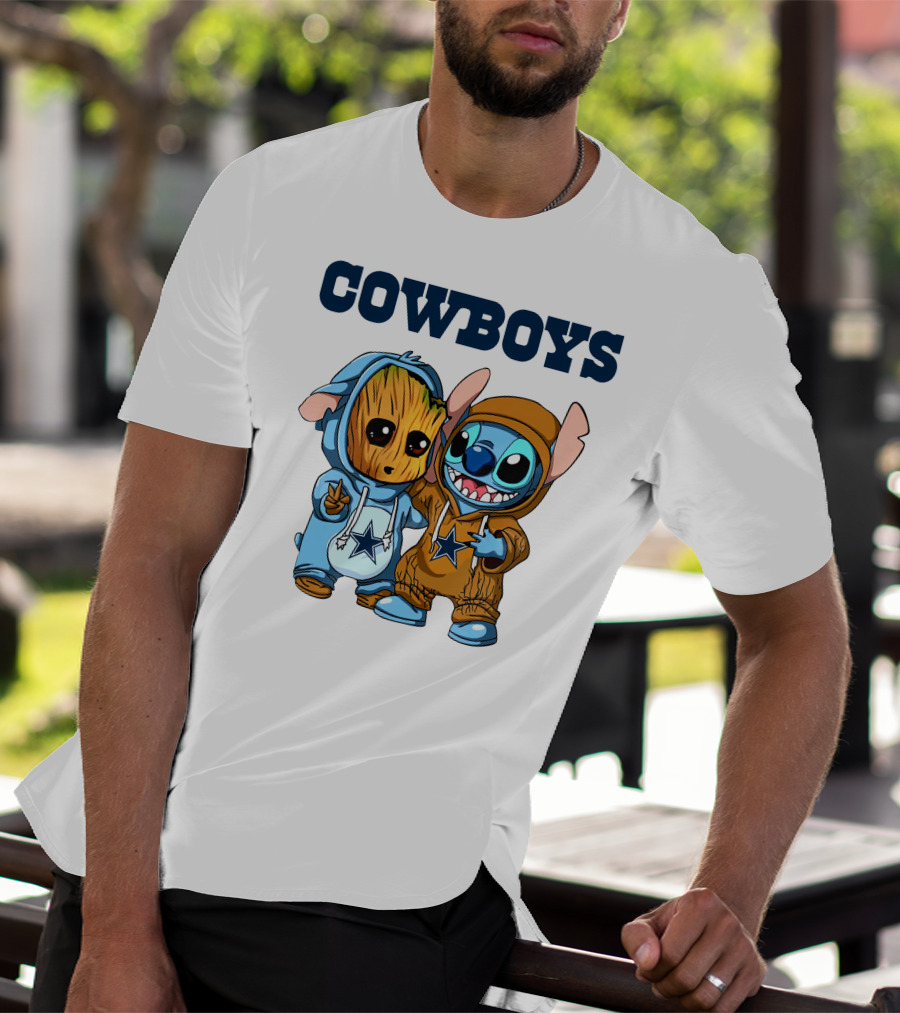 Cowboys Groot Stitch NFL Disney Collaboration T-Shirt