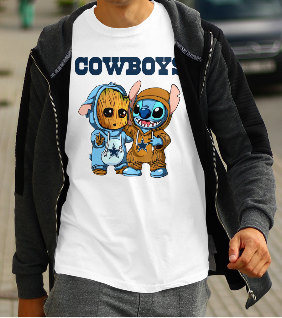 Cowboys Groot Stitch NFL Disney Collaboration T-Shirt