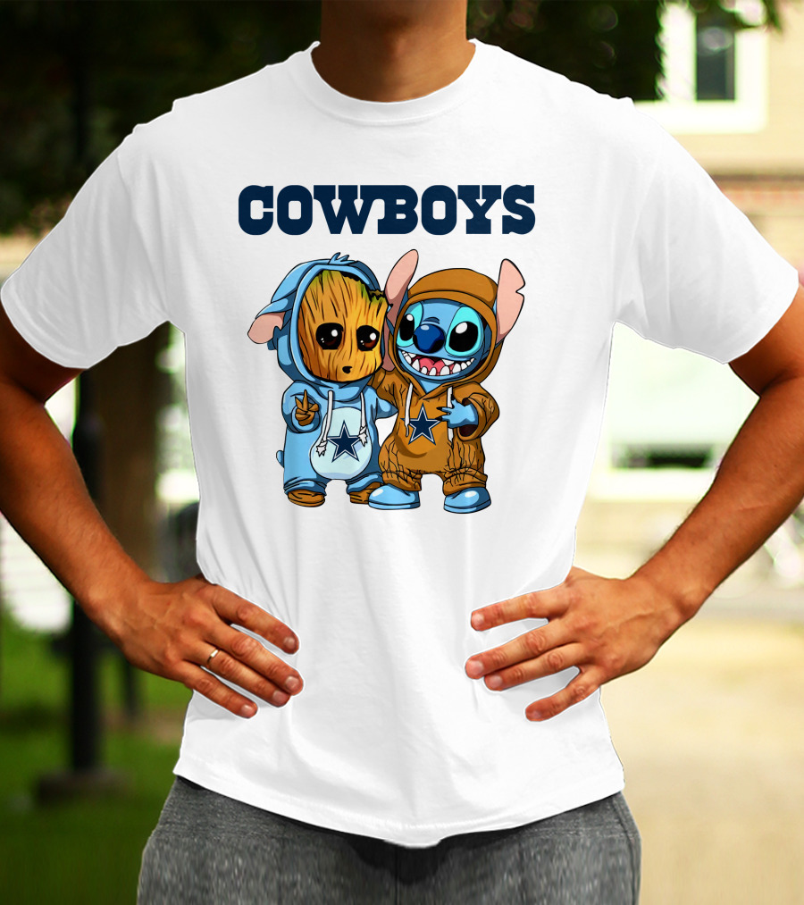 Cowboys Groot Stitch NFL Disney Collaboration T-Shirt