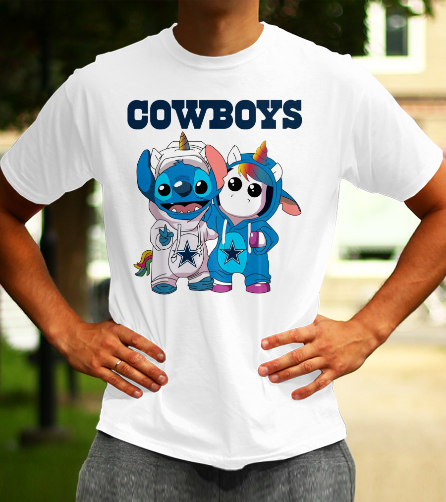 Cowboys Stitch And Unicorn In Blue Star Hoodies T-Shirt