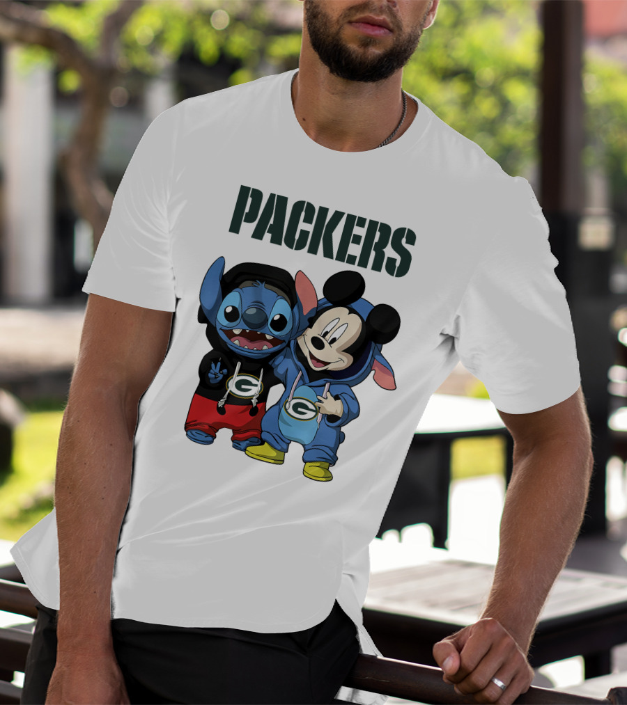 Packers Green Bay Stitch And Mickey Hoodie Characters T-Shirt