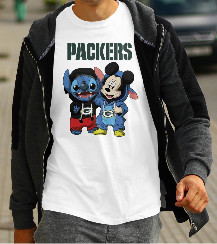 Packers Green Bay Stitch And Mickey Hoodie Characters T-Shirt