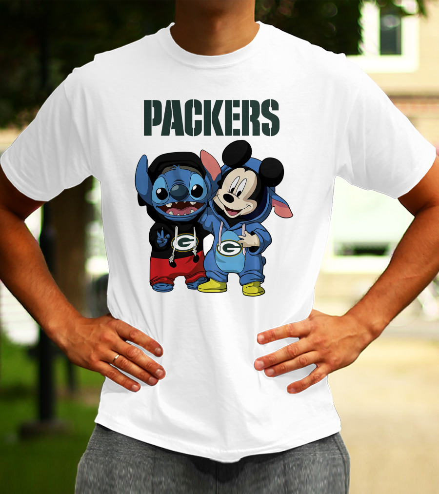 Packers Green Bay Stitch And Mickey Hoodie Characters T-Shirt
